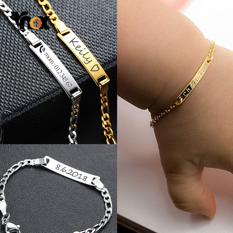 Personalized Custom Baby Name Bracelet Gold Tone Solid Stainless Steel Adjustable Bracelet The Clothing Company Sydney