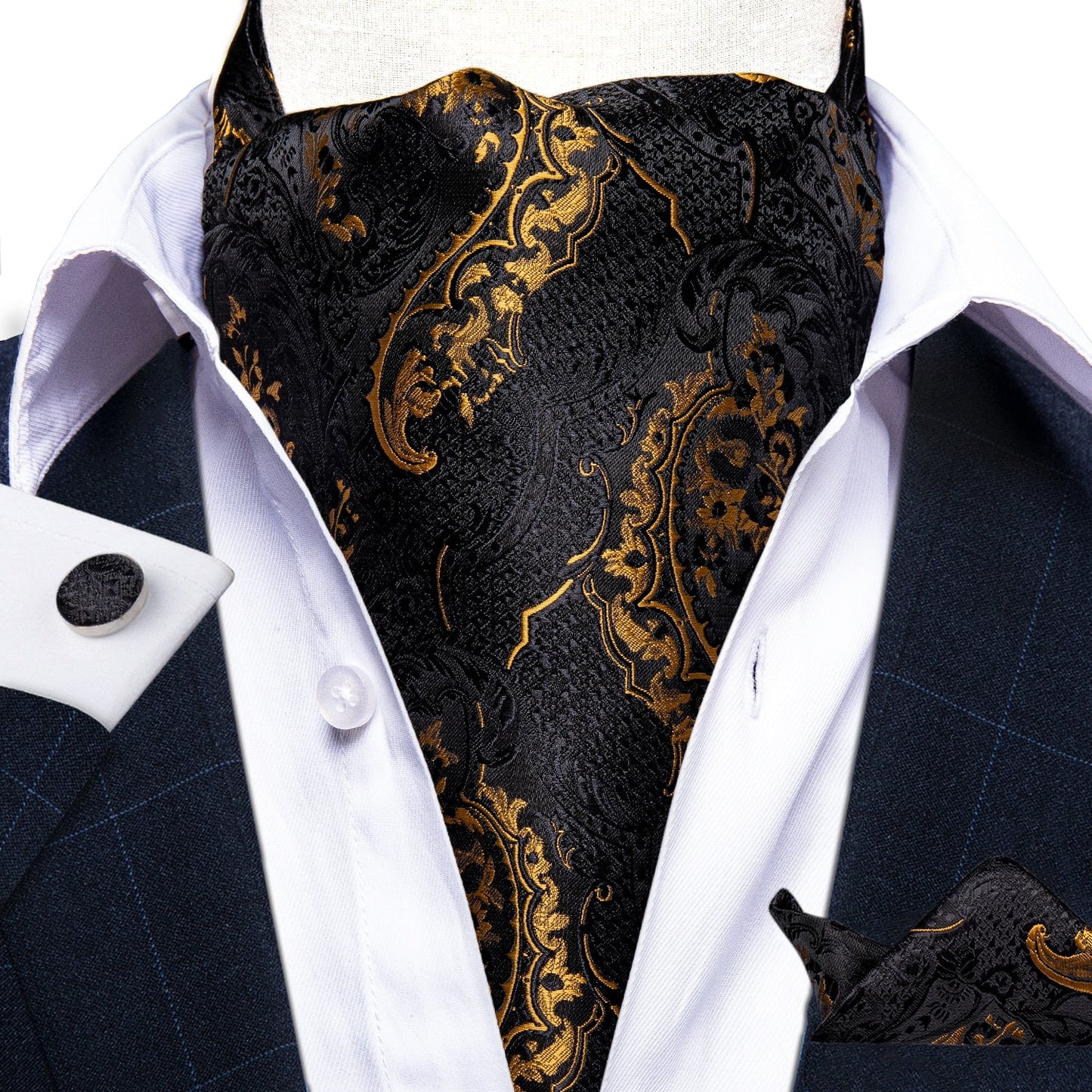 5 Piece Men Gold Paisley Silk Waistcoat Ascot Tie Pocket Square Necktie Ring Set Wedding Formal Dress Vests Set The Clothing Company Sydney