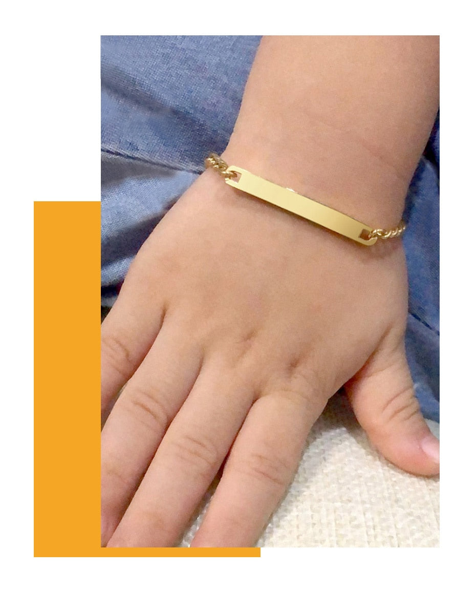 Personalized Custom Baby Name Bracelet Gold Tone Solid Stainless Steel Adjustable Bracelet The Clothing Company Sydney