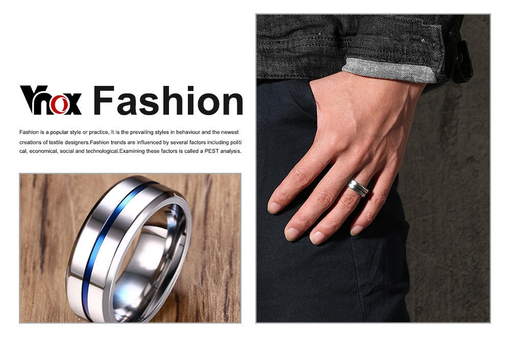 8mm Black Ring for Men Women Groove Stainless Steel Wedding Bands Trendy Fraternal Rings Casual Jewellery The Clothing Company Sydney