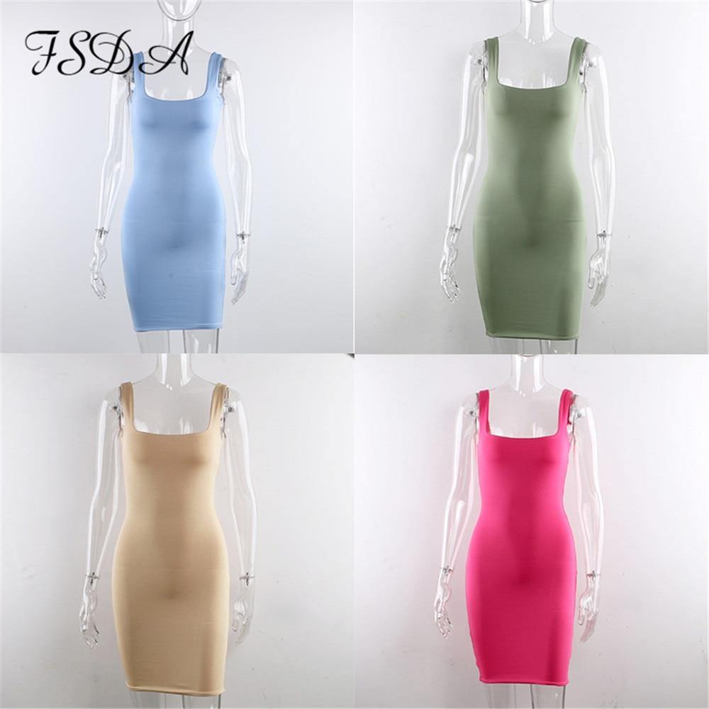 Square Neck Sleeveless Bodycon Mini Basic Summer Black Backless Party Sexy Clubwear Dresses The Clothing Company Sydney