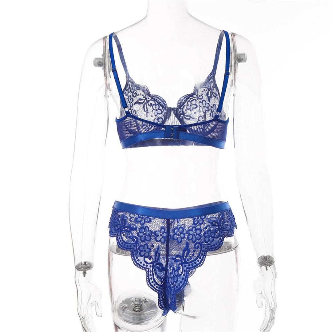 2 Piece Lingerie Lace Underwear Transparent Bra Brief Panties Blue Lingerie Set The Clothing Company Sydney
