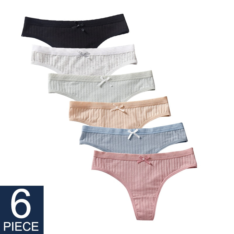 6 Pack G-String Panties Underwear Thong Cotton Skin-Friendly Soft Low Rise Lingerie Solid Underpants The Clothing Company Sydney