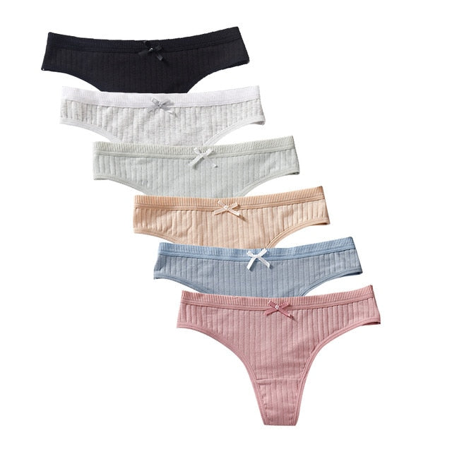 6 Pack G-String Panties Underwear Thong Cotton Skin-Friendly Soft Low Rise Lingerie Solid Underpants The Clothing Company Sydney