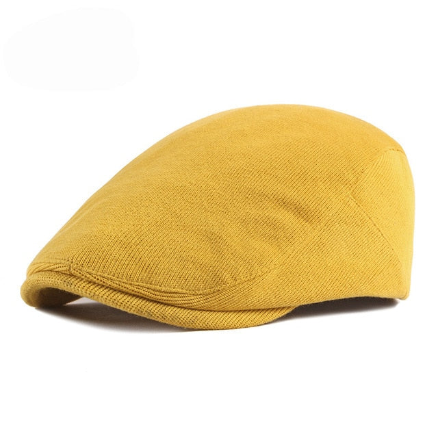 Spring Autumn Men Ladies Casual Fashion Women Beret Ivy Newsboy Solid Yellow Blue Peaked Flat Cap Duckbill Hat The Clothing Company Sydney