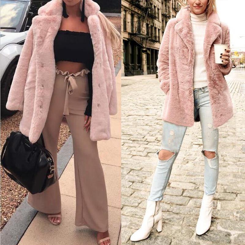 Elegant pink faux fur streetwear Autumn winter warm plush teddy overcoat Jacket The Clothing Company Sydney