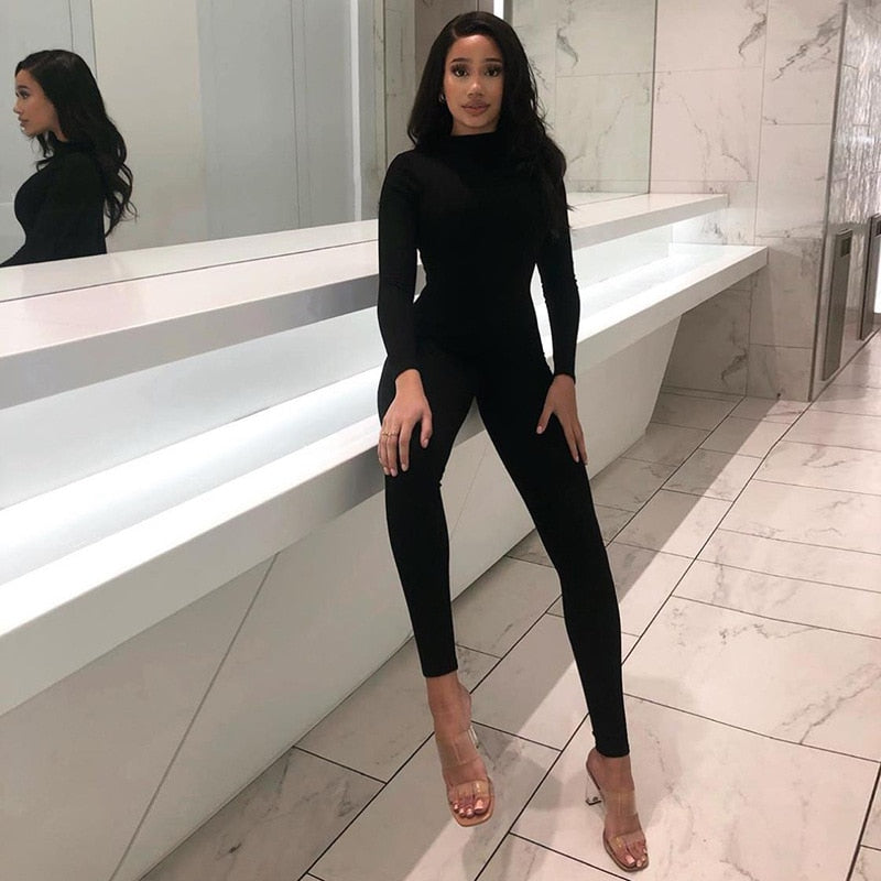 Autumn Winter Jumpsuit Streetwear Long Sleeve Bodycon Solid Sport Fitness Overalls The Clothing Company Sydney