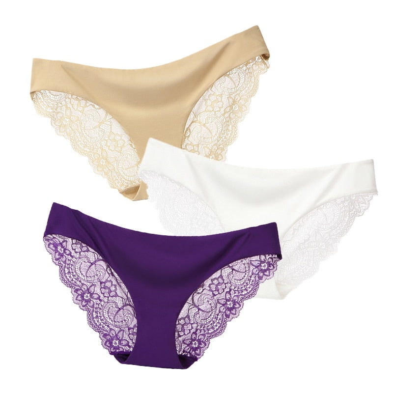 3 Pack Seamless low-Rise women's sexy lace lady panties seamless cotton breathable  Hollow briefs Plus Size underwear The Clothing Company Sydney