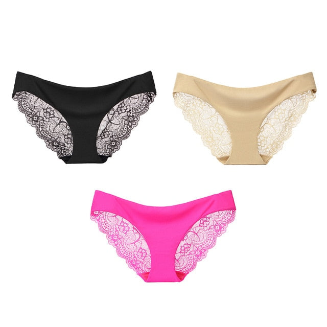 3 Pack Seamless low-Rise women's sexy lace lady panties seamless cotton breathable  Hollow briefs Plus Size underwear The Clothing Company Sydney