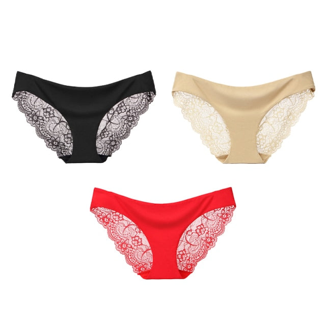 3 Pack Seamless low-Rise women's sexy lace lady panties seamless cotton breathable  Hollow briefs Plus Size underwear The Clothing Company Sydney