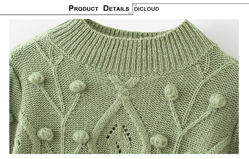 Turtleneck Women's Pom Poms Sweater Autumn Winter Oversized Long Sleeve Knitted Jumpers Fashion Ladies Pullover The Clothing Company Sydney