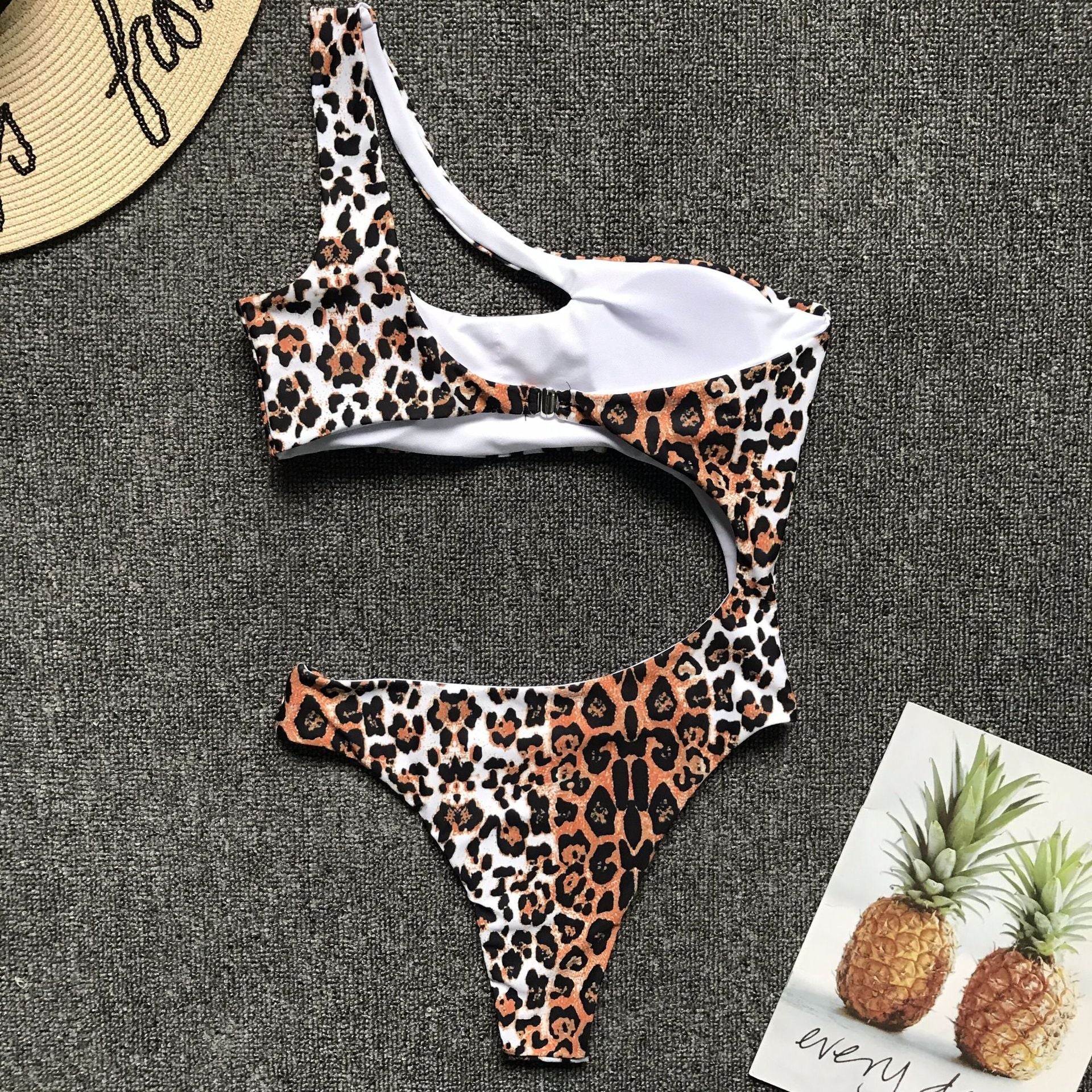 Solid One Piece Beachwear Leopard Print Bikini Set Single Shoulder Swimwear Midriff Swimsuit The Clothing Company Sydney