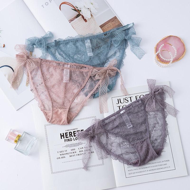2 Pack Women Lace Lingerie Temwptation Low-Waist Panties Transparent Hollow Out Underpants Briefs Underwear The Clothing Company Sydney
