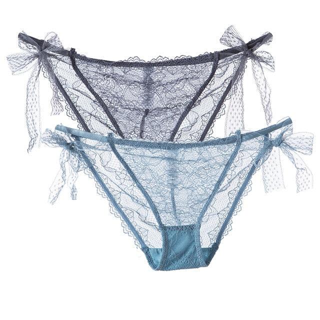 2 Pack Women Lace Lingerie Temwptation Low-Waist Panties Transparent Hollow Out Underpants Briefs Underwear The Clothing Company Sydney