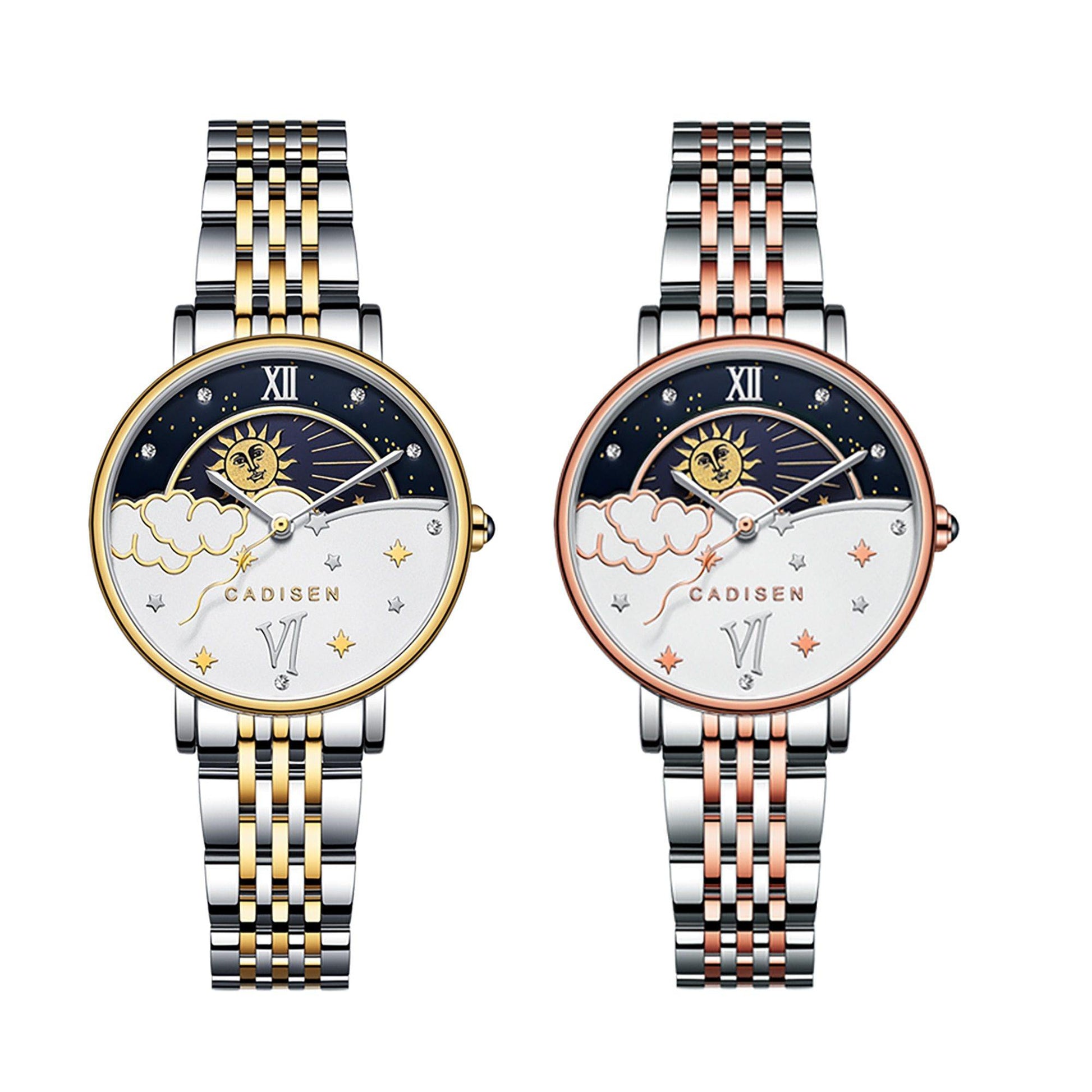 CADISEN New Women Gift Fashion Brand Quartz Wristwatch Ladies Luxury Rose Gold Watch Female Moon Phase Watch Relogio Feminino The Clothing Company Sydney