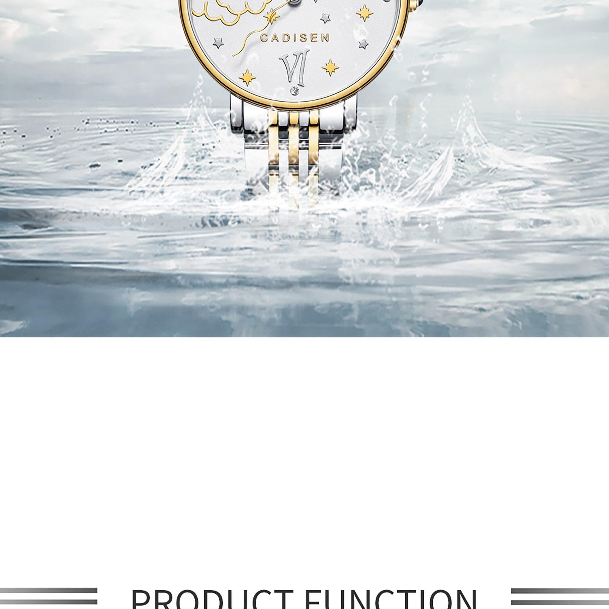 CADISEN New Women Gift Fashion Brand Quartz Wristwatch Ladies Luxury Rose Gold Watch Female Moon Phase Watch Relogio Feminino The Clothing Company Sydney