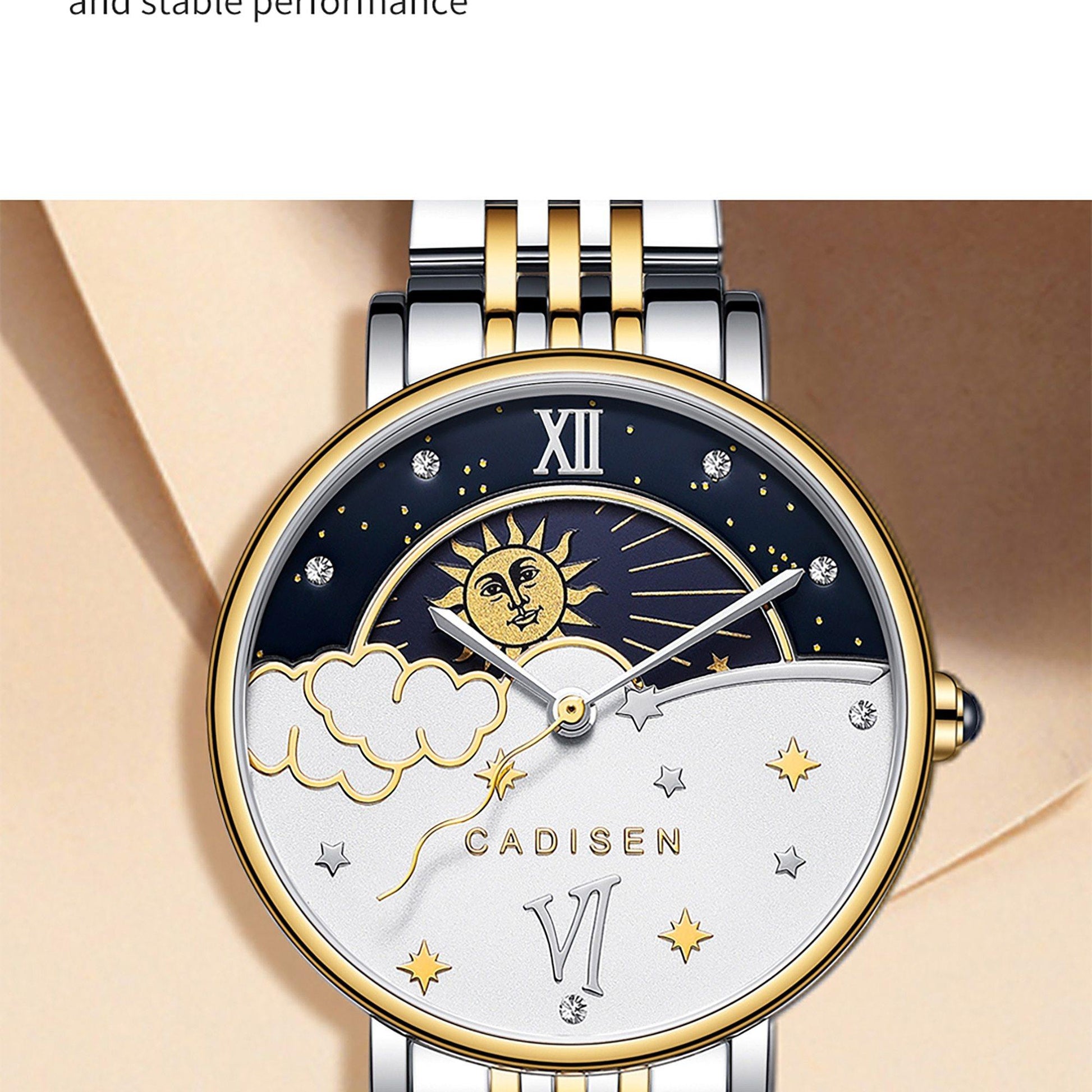 CADISEN New Women Gift Fashion Brand Quartz Wristwatch Ladies Luxury Rose Gold Watch Female Moon Phase Watch Relogio Feminino The Clothing Company Sydney