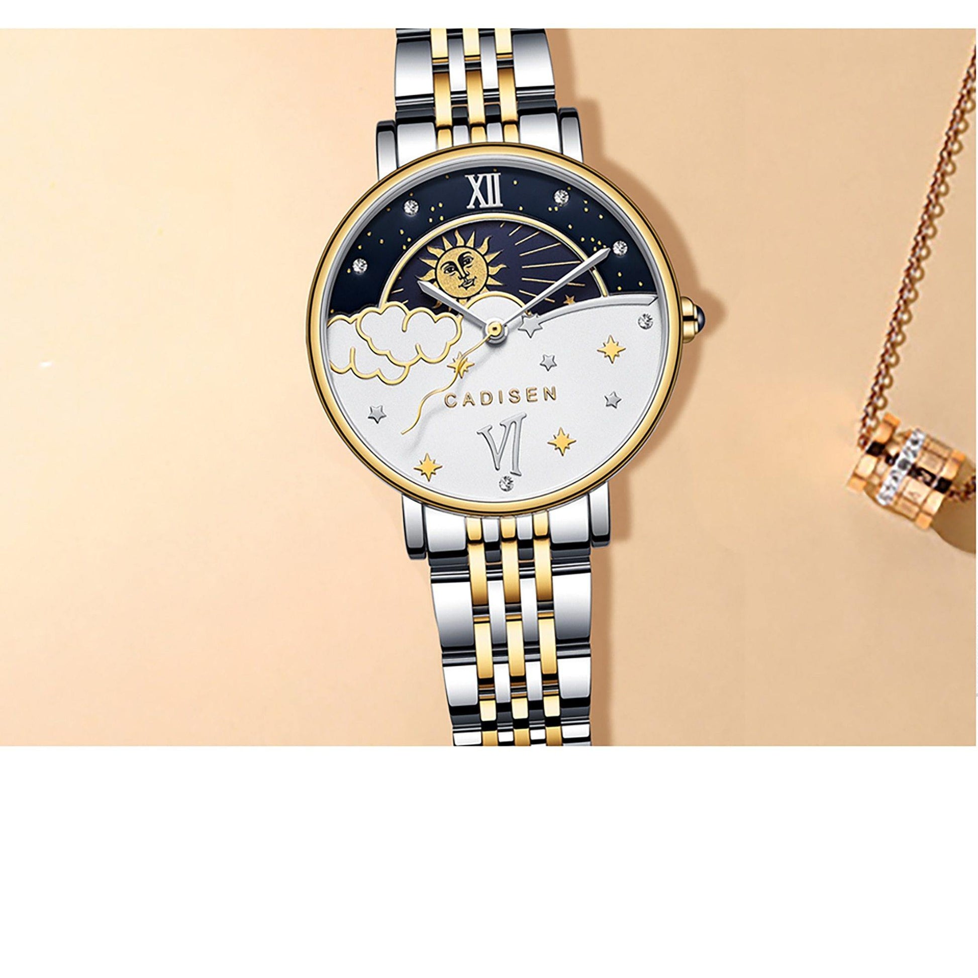 CADISEN New Women Gift Fashion Brand Quartz Wristwatch Ladies Luxury Rose Gold Watch Female Moon Phase Watch Relogio Feminino The Clothing Company Sydney