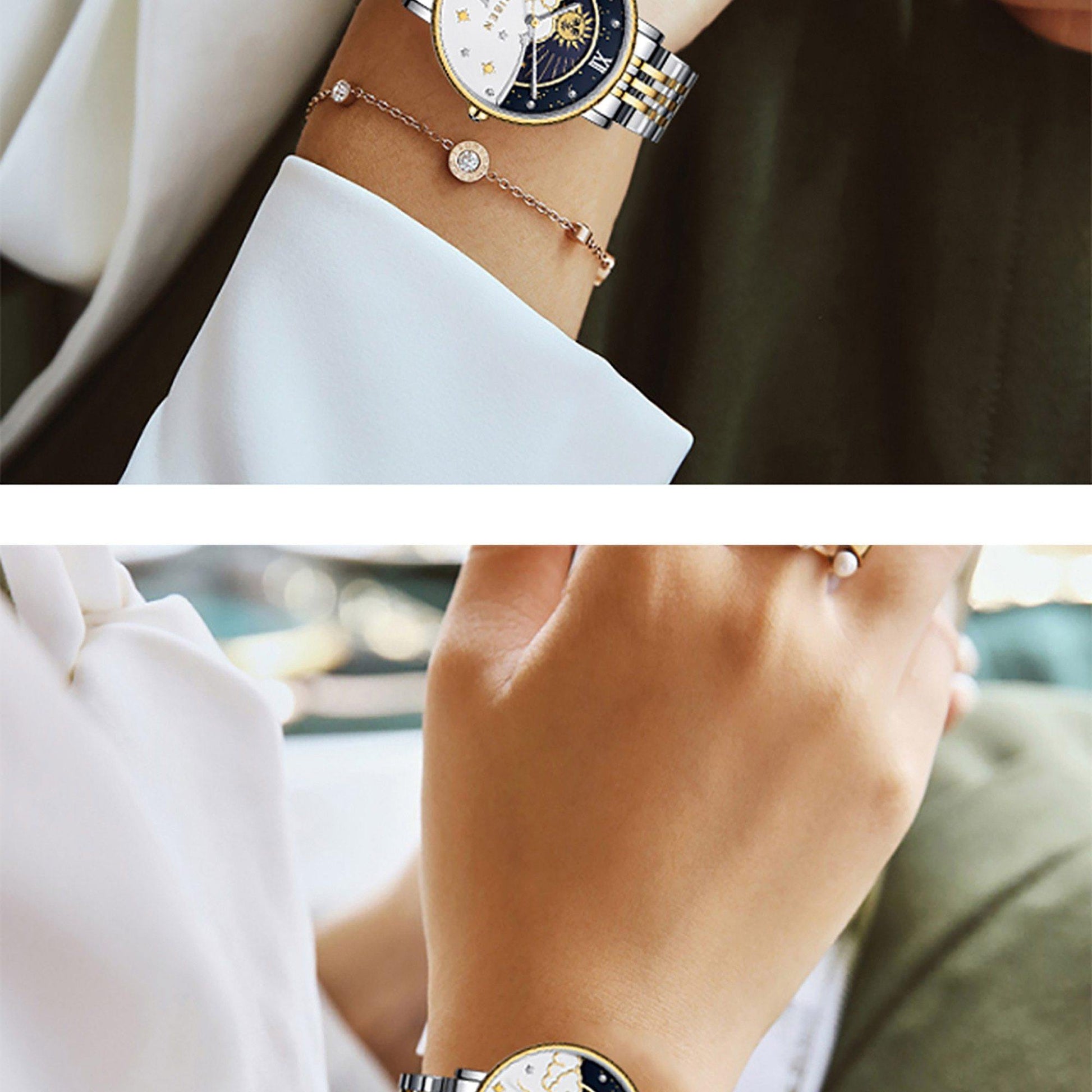 CADISEN New Women Gift Fashion Brand Quartz Wristwatch Ladies Luxury Rose Gold Watch Female Moon Phase Watch Relogio Feminino The Clothing Company Sydney