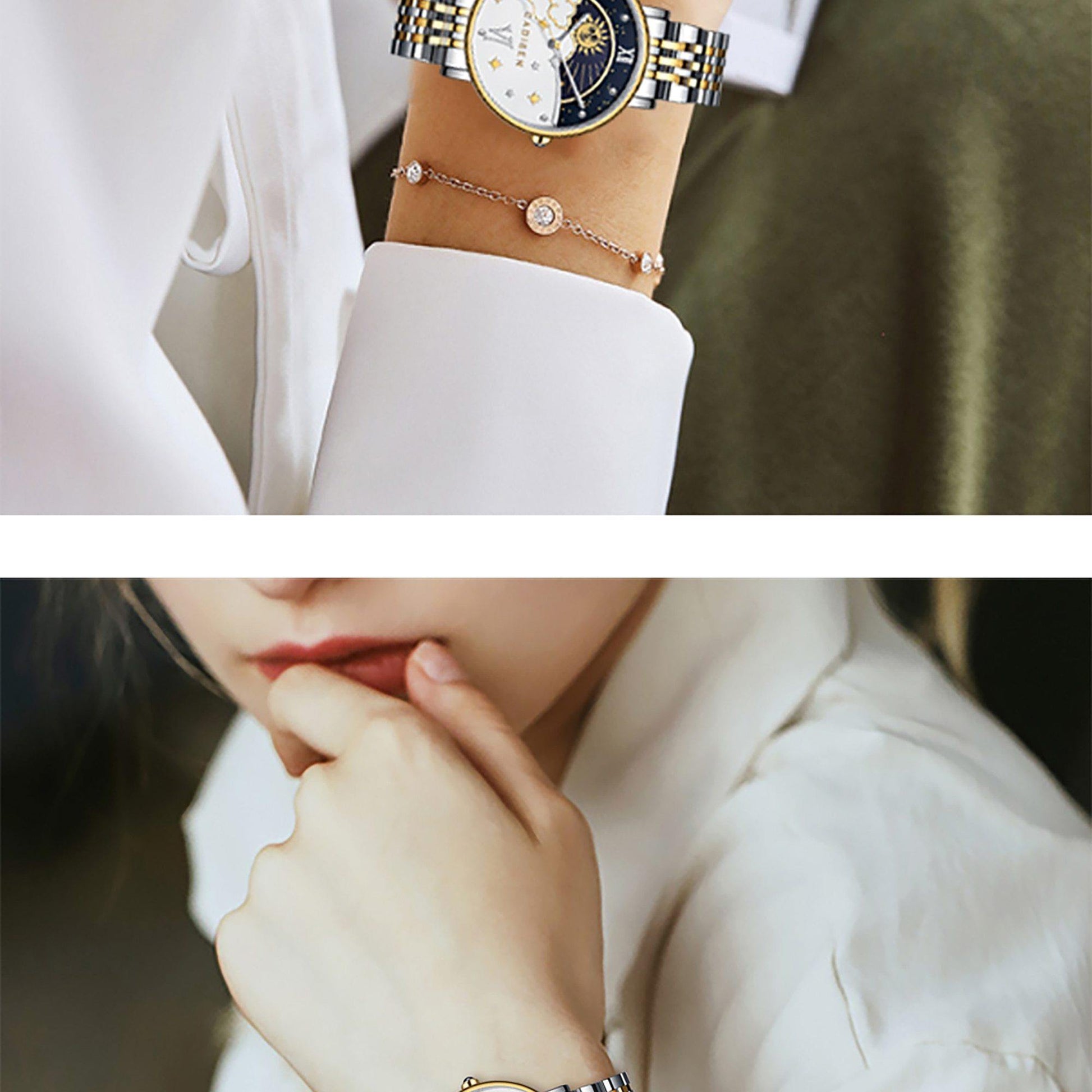 CADISEN New Women Gift Fashion Brand Quartz Wristwatch Ladies Luxury Rose Gold Watch Female Moon Phase Watch Relogio Feminino The Clothing Company Sydney