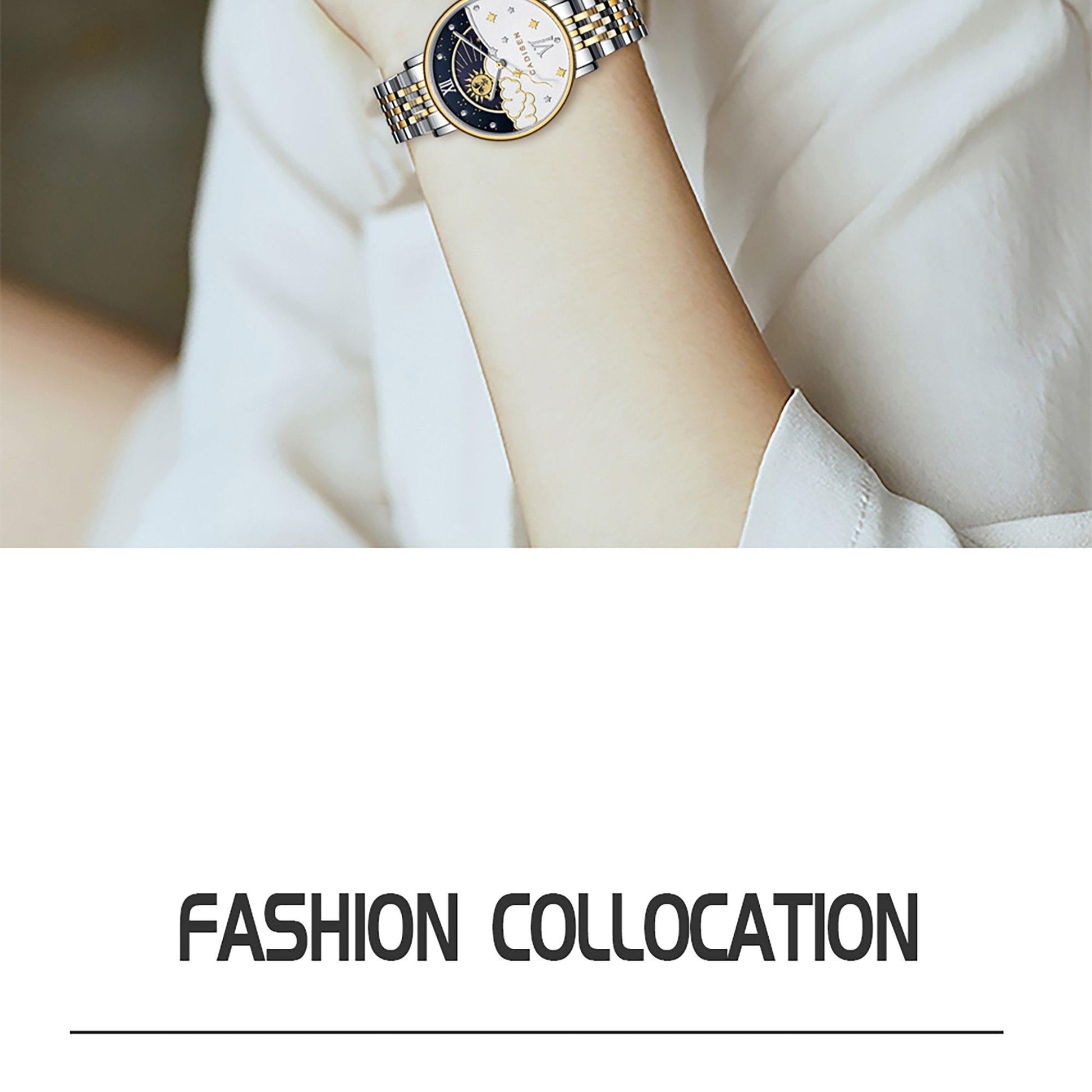 CADISEN New Women Gift Fashion Brand Quartz Wristwatch Ladies Luxury Rose Gold Watch Female Moon Phase Watch Relogio Feminino The Clothing Company Sydney