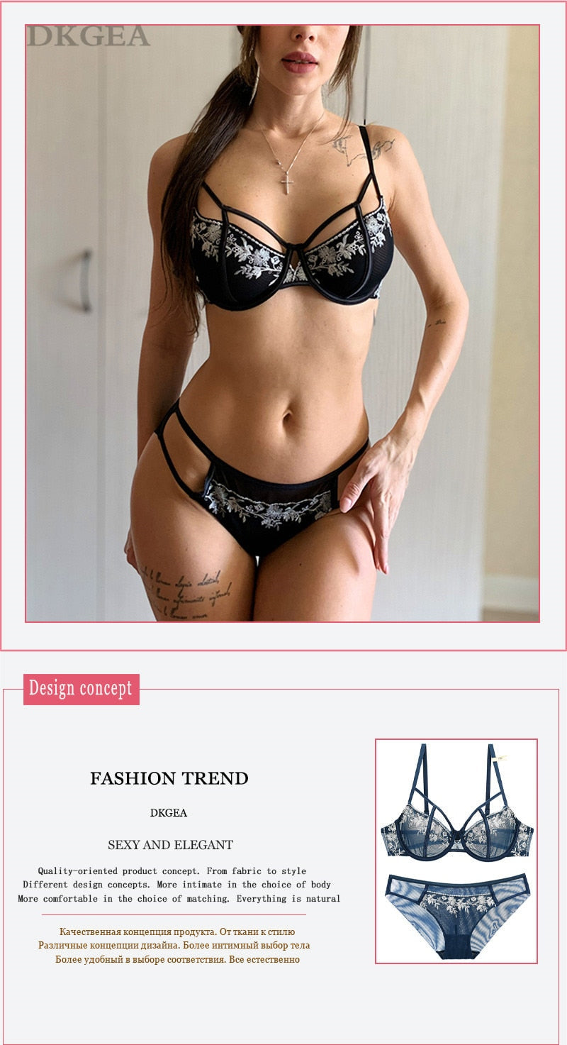 Black Sexy Bra Set Ultrathin Brassiere Transparent Underwear Set Lace Hollow Bras Plus Size B C D Cup Women Lingerie Embroidery The Clothing Company Sydney