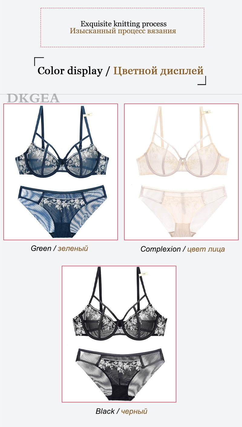 Black Sexy Bra Set Ultrathin Brassiere Transparent Underwear Set Lace Hollow Bras Plus Size B C D Cup Women Lingerie Embroidery The Clothing Company Sydney