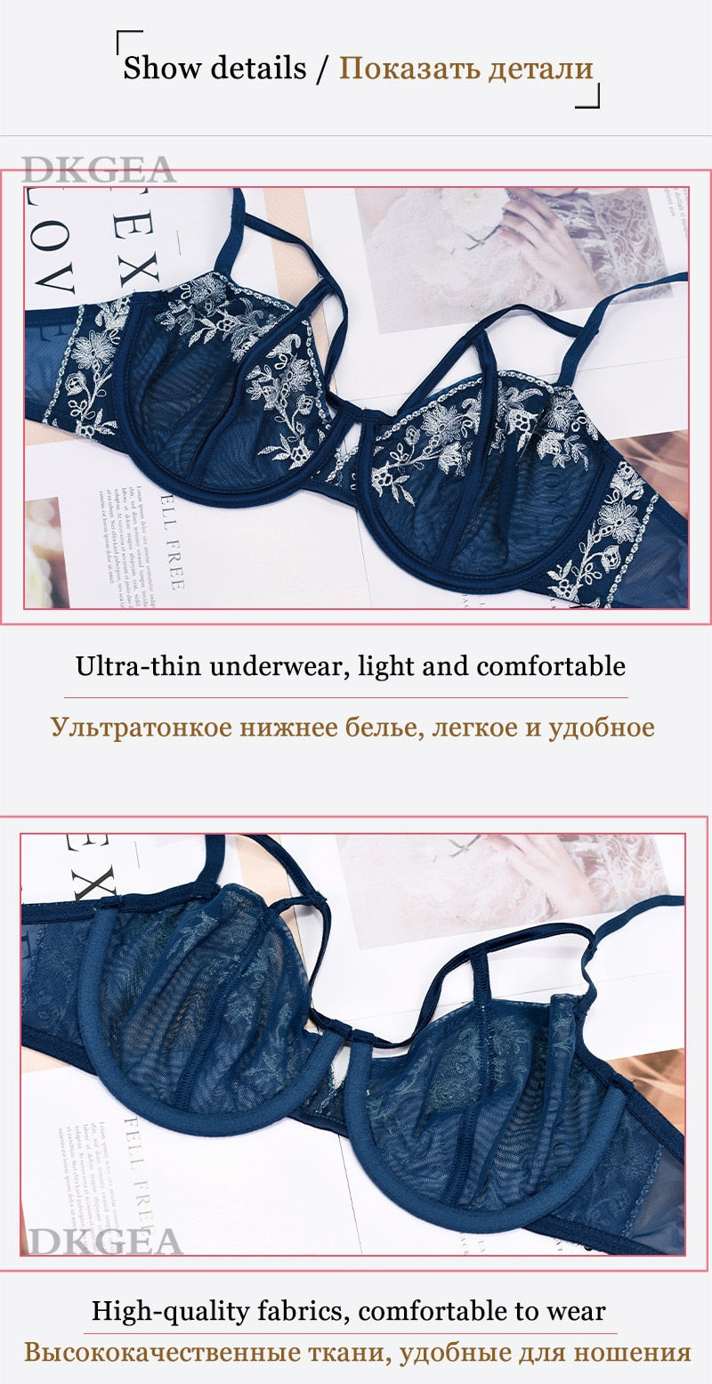 Black Sexy Bra Set Ultrathin Brassiere Transparent Underwear Set Lace Hollow Bras Plus Size B C D Cup Women Lingerie Embroidery The Clothing Company Sydney