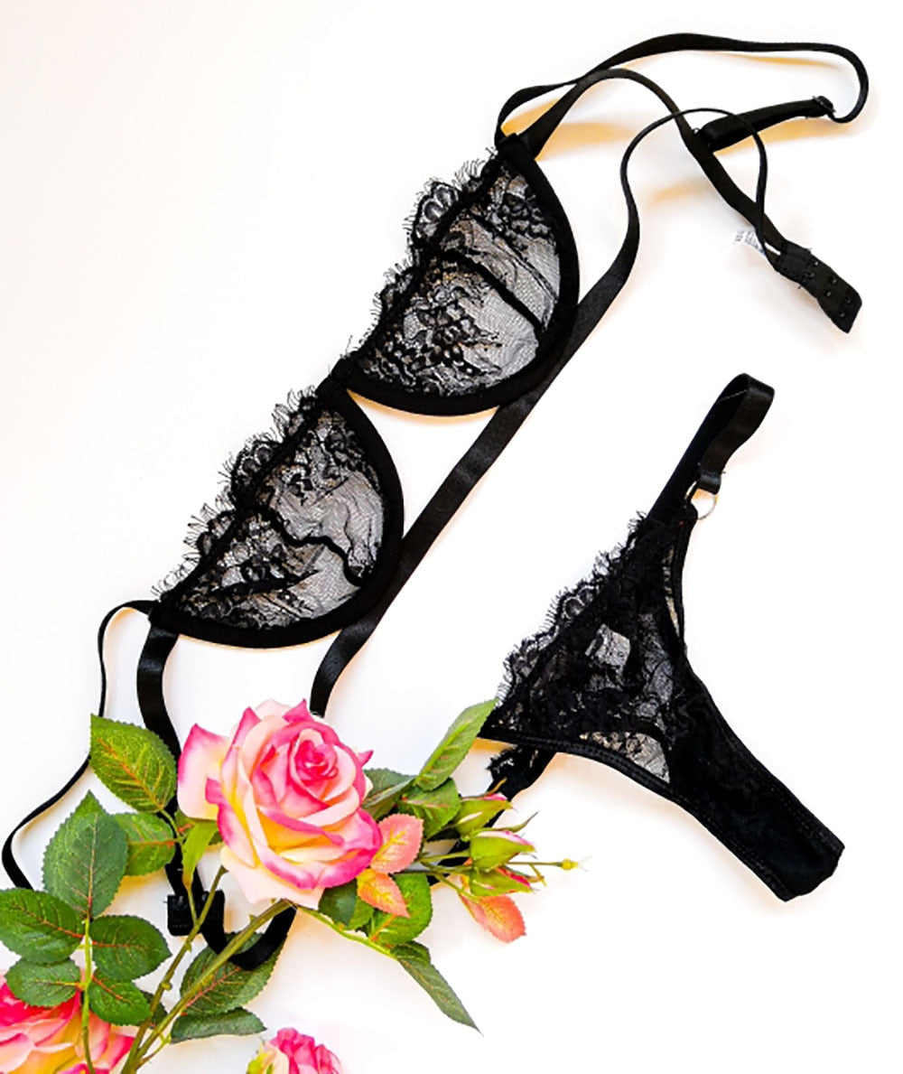 2 Piece Low Cup Transparent Bra Thong G String The Clothing Company Sydney