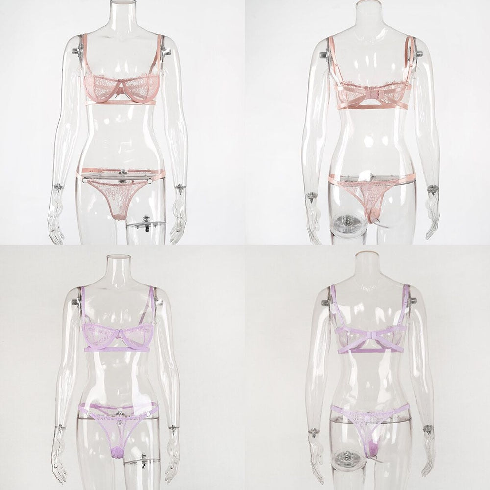 2 Piece Low Cup Transparent Bra Thong G String The Clothing Company Sydney