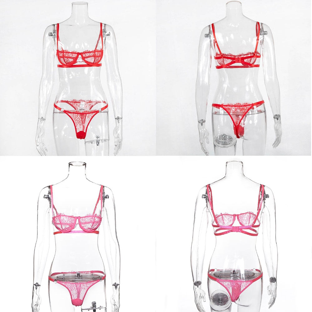 2 Piece Low Cup Transparent Bra Thong G String The Clothing Company Sydney