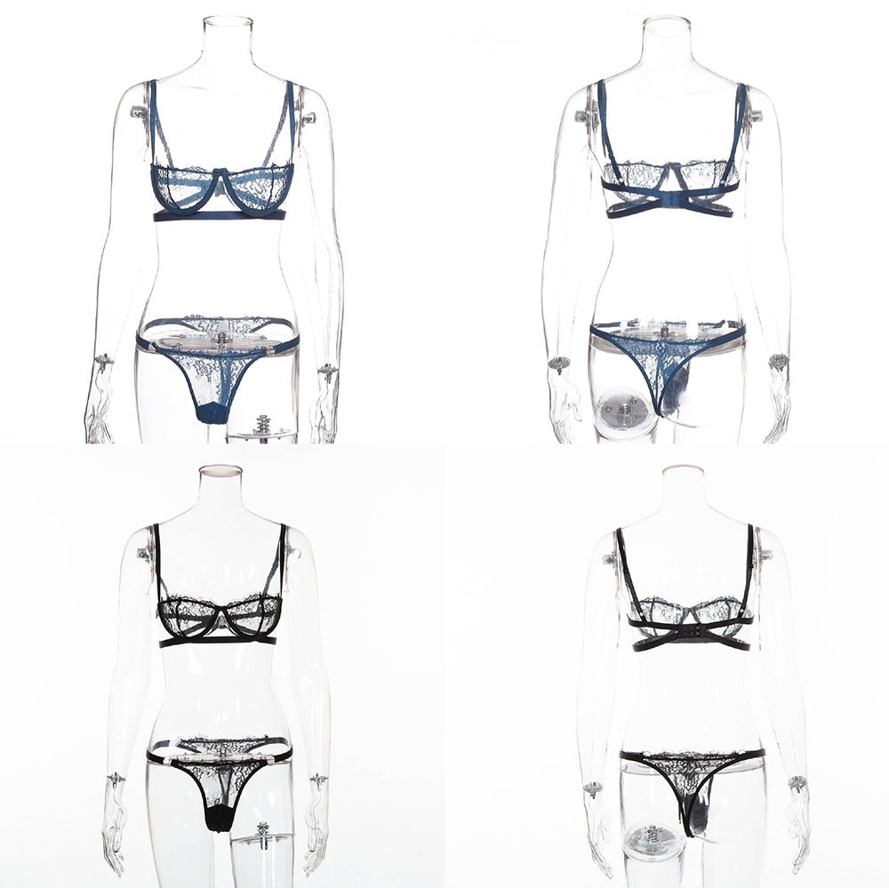 2 Piece Low Cup Transparent Bra Thong G String The Clothing Company Sydney
