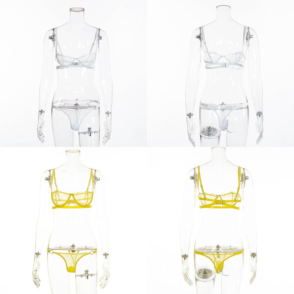 2 Piece Low Cup Transparent Bra Thong G String The Clothing Company Sydney