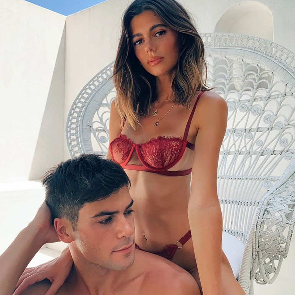 2 Piece Low Cup Transparent Bra Thong G String The Clothing Company Sydney