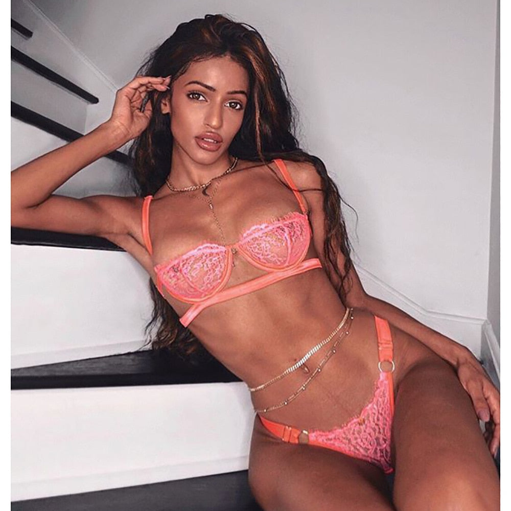 2 Piece Low Cup Transparent Bra Thong G String The Clothing Company Sydney