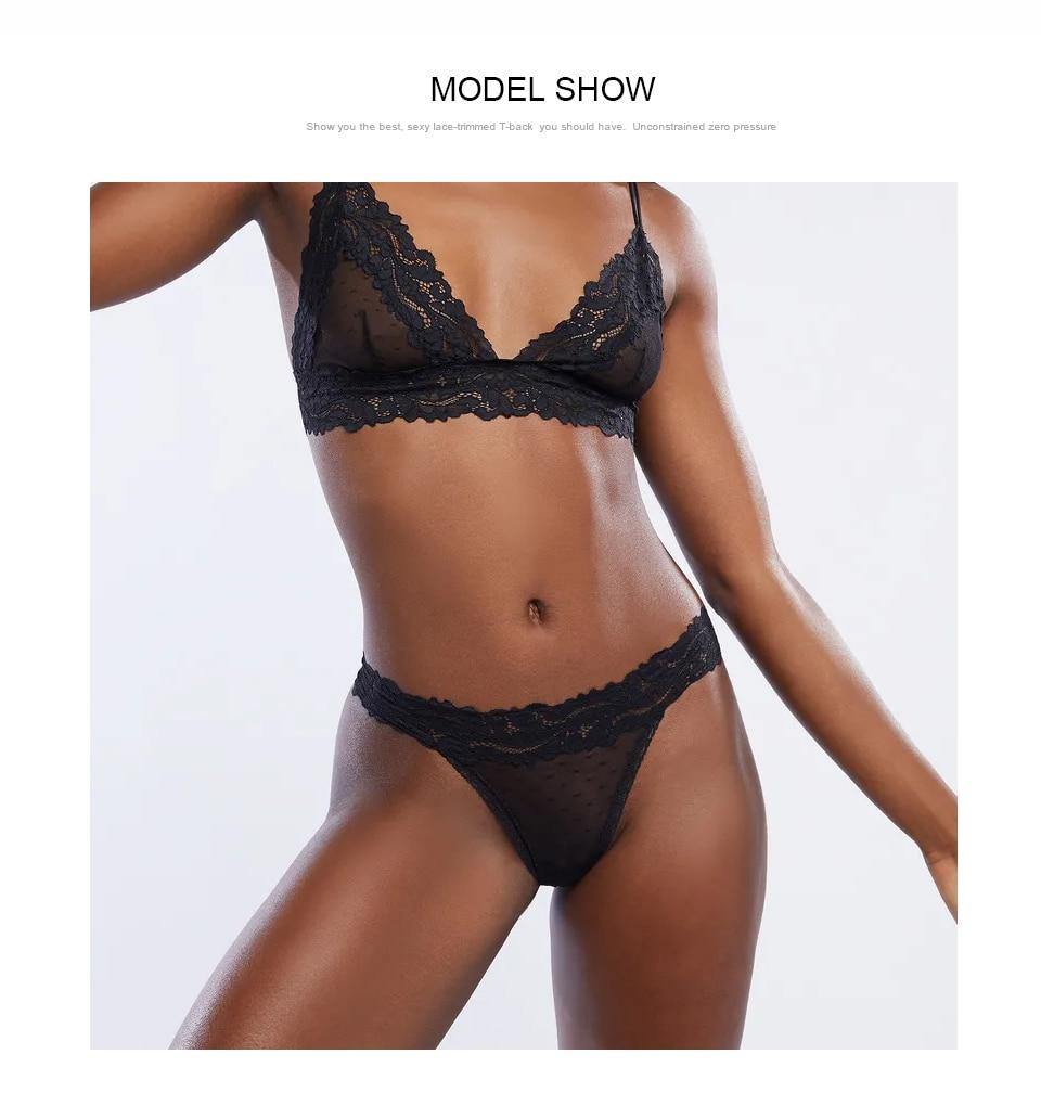 Dot Mesh Bralette Women Push Up Brassiere T Back Panties Set Backless V Neck Lace Transparent Bra Lingerie Set The Clothing Company Sydney