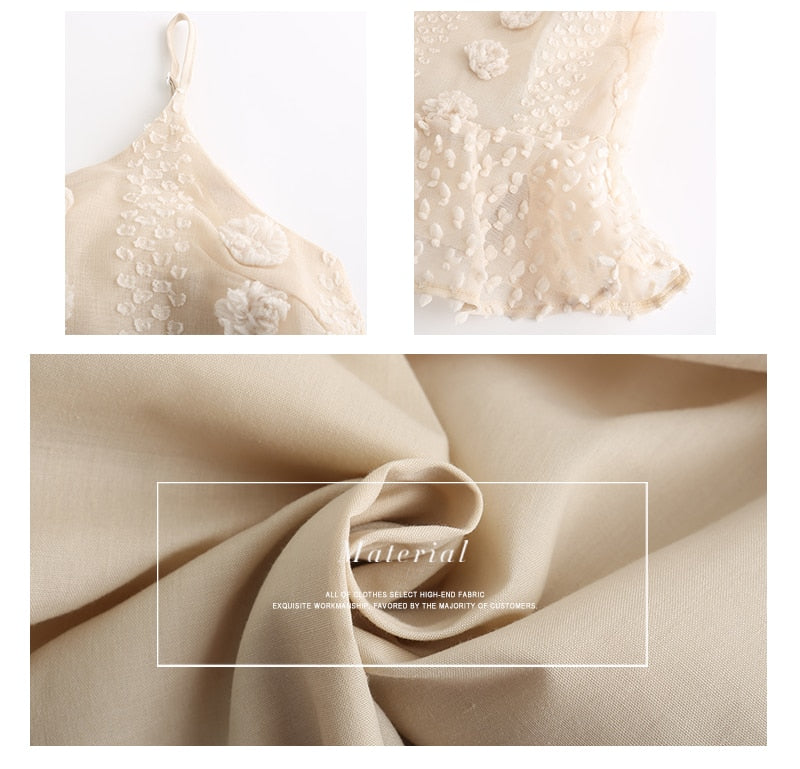 Spaghetti Strap Ruffle Summer Boho Beige Backless Lined Party Beach Sundress Elegant Dress The Clothing Company Sydney