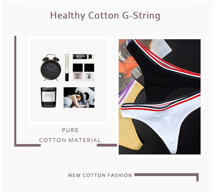Cotton Mix G-String Thong Panties String Underwear Briefs Sexy Lingerie Pants Intimate Ladies Letter Low-Rise  Undies The Clothing Company Sydney