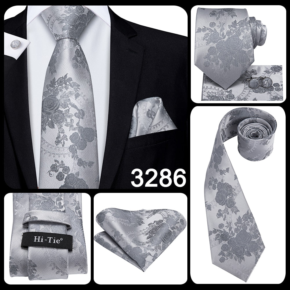 3 Piece 8.5cm Silk Men Floral Red Blue Neckties Classic Party Wedding Pocket Square Cufflinks Luxury Tie Set The Clothing Company Sydney