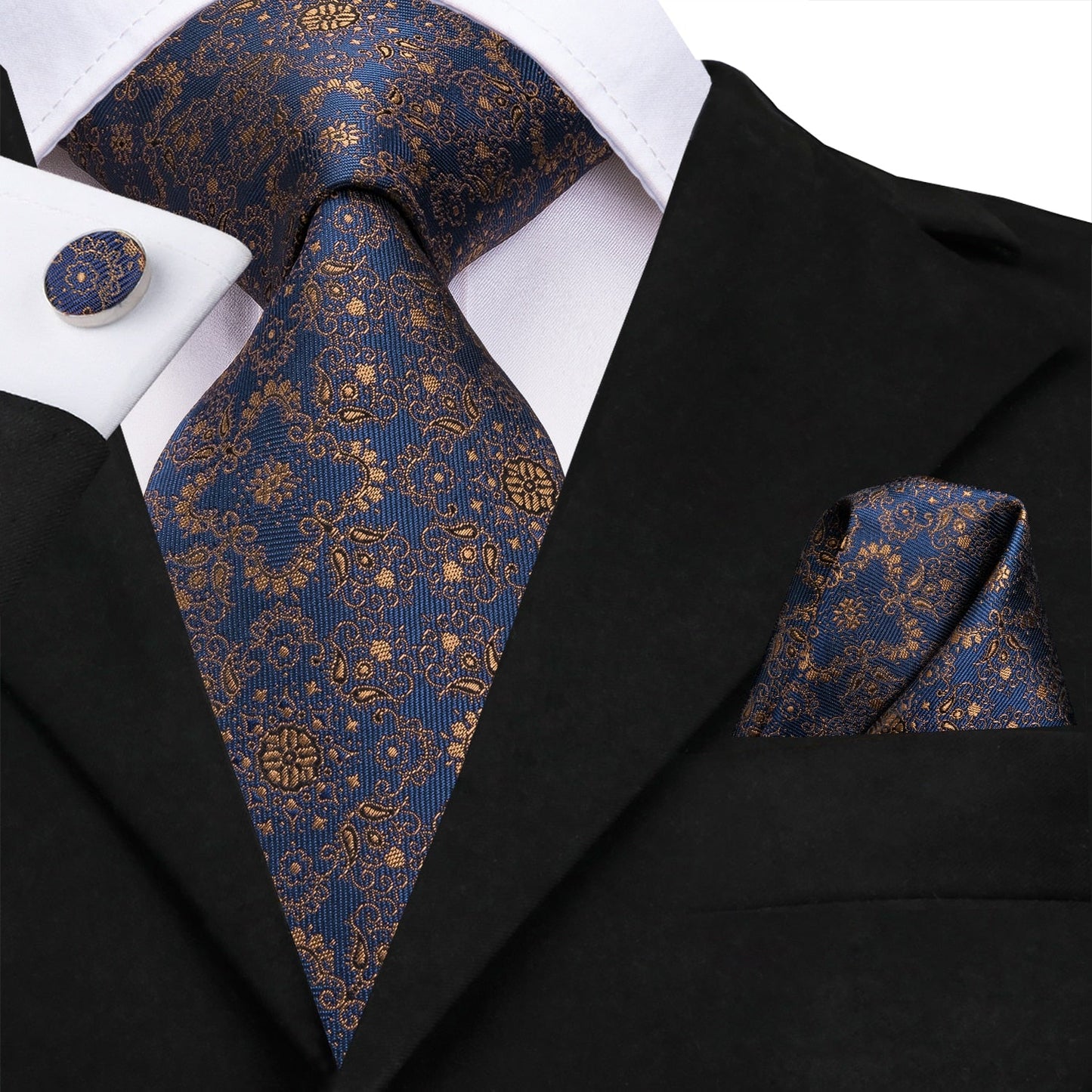 3 Piece 8.5cm Silk Men Floral Red Blue Neckties Classic Party Wedding Pocket Square Cufflinks Luxury Tie Set The Clothing Company Sydney