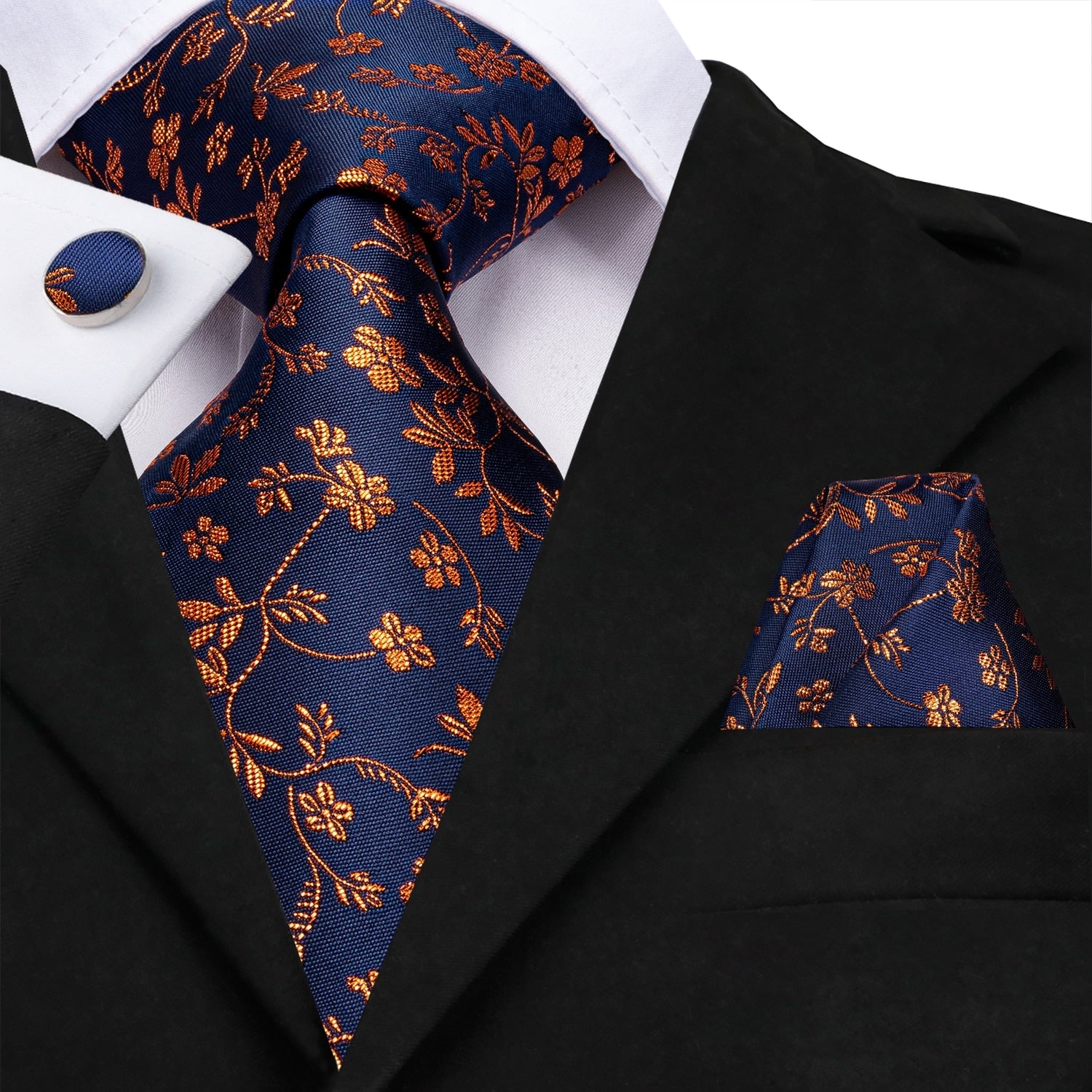 3 Piece 8.5cm Silk Men Floral Red Blue Neckties Classic Party Wedding Pocket Square Cufflinks Luxury Tie Set The Clothing Company Sydney