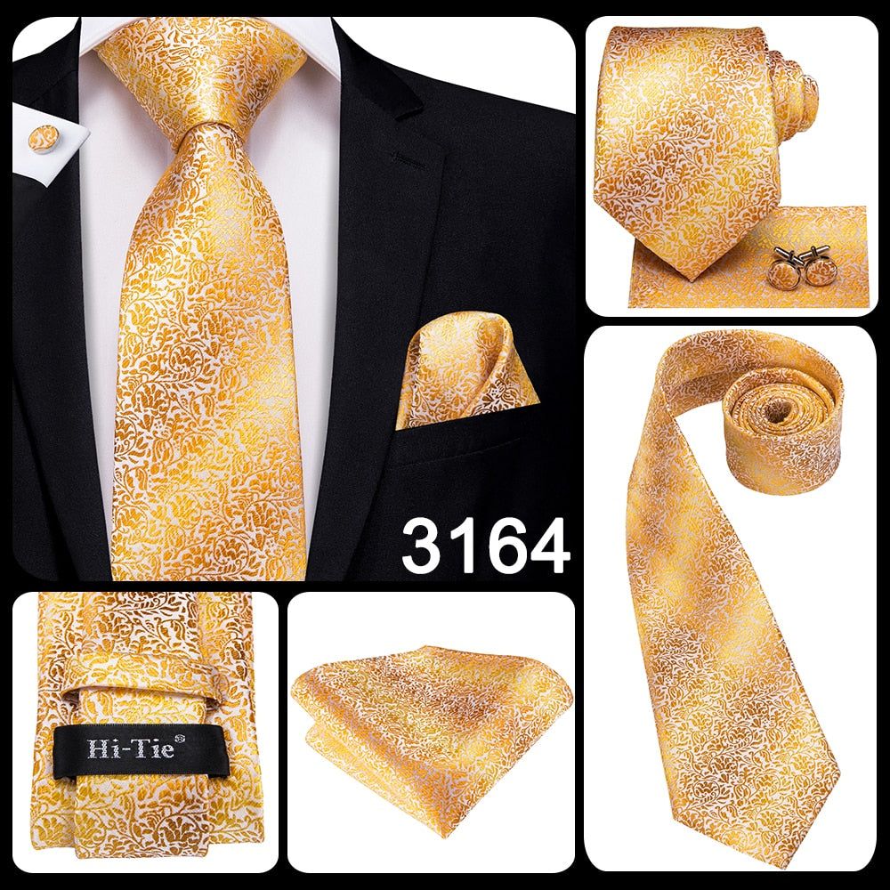 3 Piece 8.5cm Silk Men Floral Red Blue Neckties Classic Party Wedding Pocket Square Cufflinks Luxury Tie Set The Clothing Company Sydney