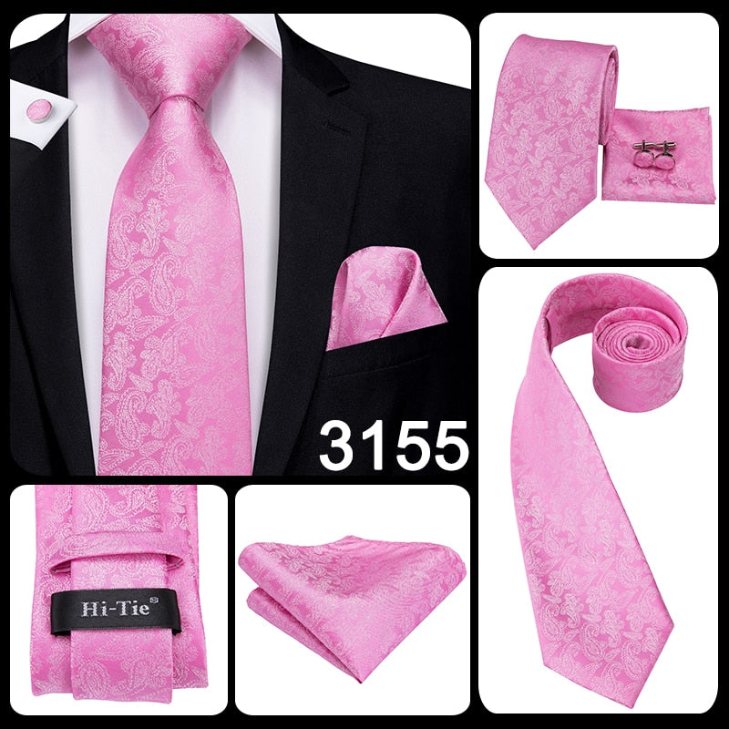 3 Piece 8.5cm Silk Men Floral Red Blue Neckties Classic Party Wedding Pocket Square Cufflinks Luxury Tie Set The Clothing Company Sydney