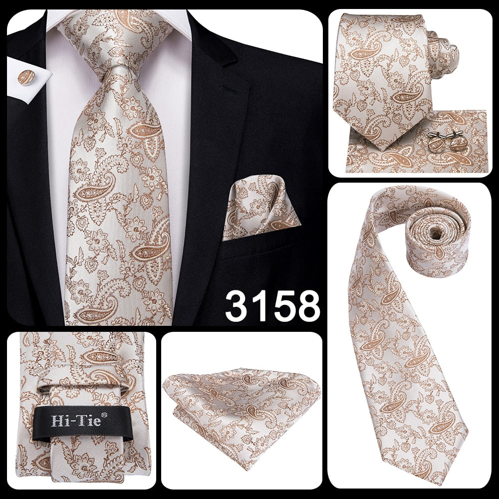 3 Piece 8.5cm Silk Men Floral Red Blue Neckties Classic Party Wedding Pocket Square Cufflinks Luxury Tie Set The Clothing Company Sydney