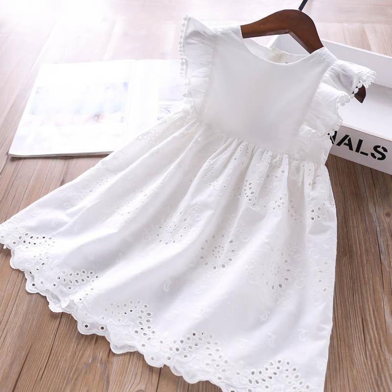 Summer Brand New Floral Lace Silk Dress Fashion Girls Round Neck Flying Sleeve Dress The Clothing Company Sydney
