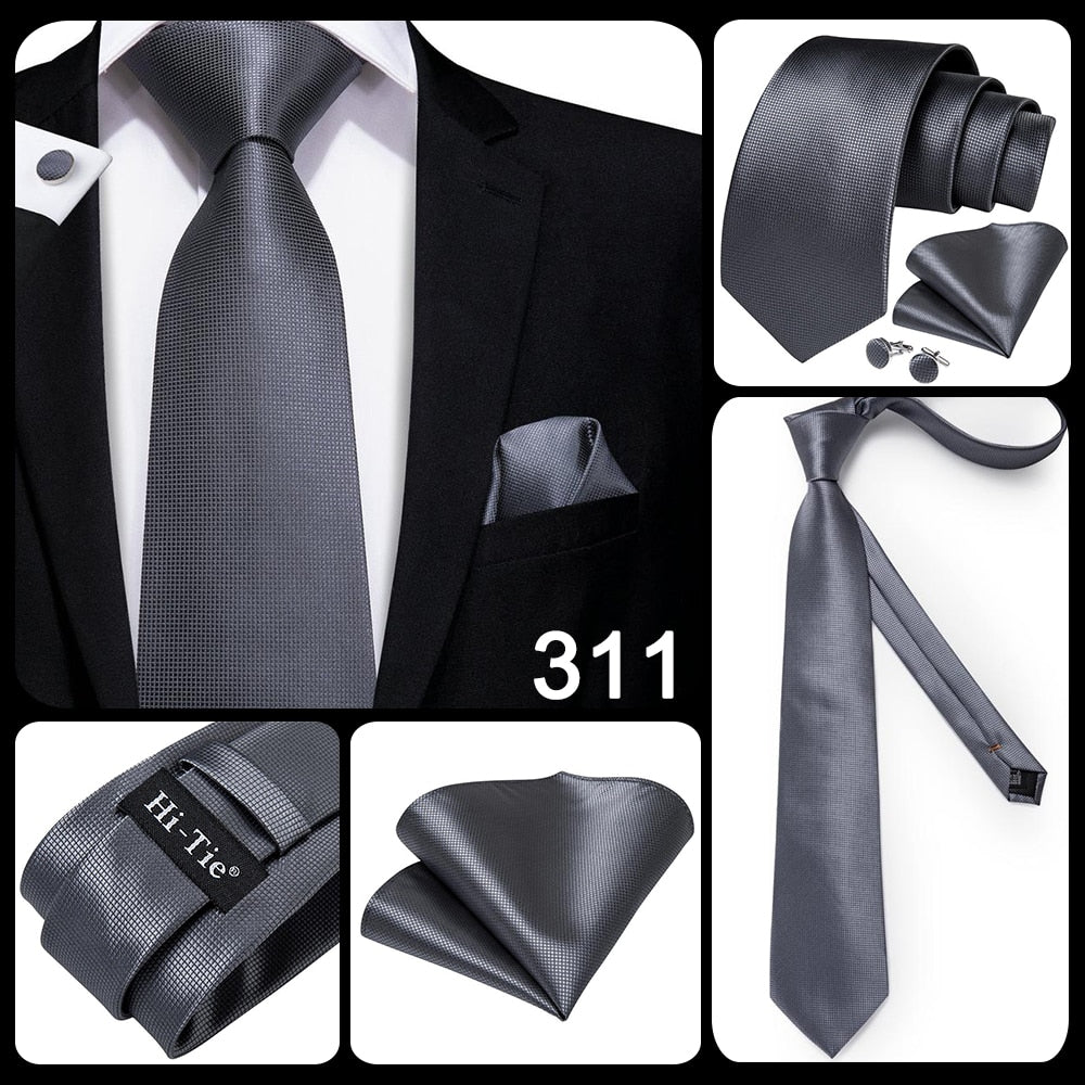 3 Piece 8.5cm Business Black Solid Paisley 100% Silk Men's Tie Neck Strip Tie Formal Luxury Wedding Neckties Set The Clothing Company Sydney