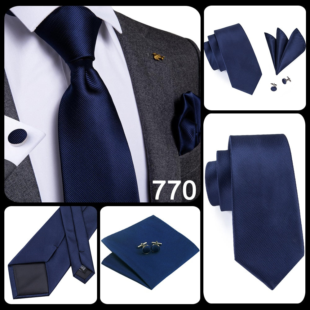 3 Piece 8.5cm Business Black Solid Paisley 100% Silk Men's Tie Neck Strip Tie Formal Luxury Wedding Neckties Set The Clothing Company Sydney
