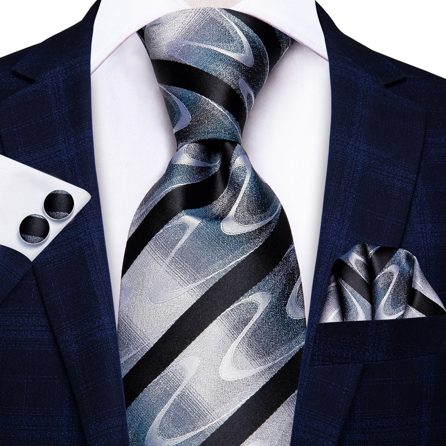 3 Piece 8.5cm Business Black Solid Paisley 100% Silk Men's Tie Neck Strip Tie Formal Luxury Wedding Neckties Set The Clothing Company Sydney