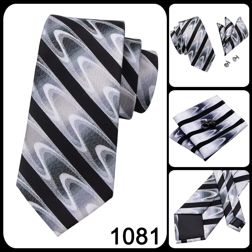 3 Piece 8.5cm Business Black Solid Paisley 100% Silk Men's Tie Neck Strip Tie Formal Luxury Wedding Neckties Set The Clothing Company Sydney