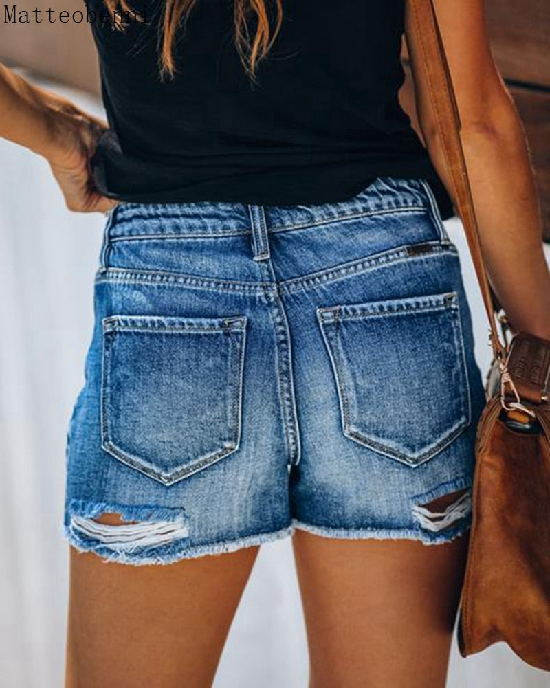Summer High Waist Jeans Ripped Hole Jeans Short Push Up Casual Slim Denim Shorts The Clothing Company Sydney